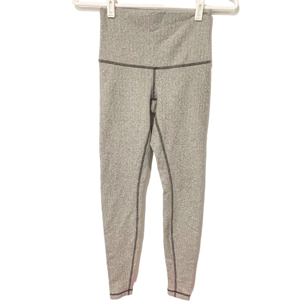 Lululemon Size 4 Wunder Under HR Tight High Rise Heathered Black White Grey